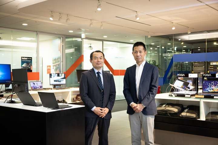 （写真左） 大浦 誠氏　オートデスク株式会社 技術営業本部 建設ソリューション クラウドスペシャリスト、（写真右） 小林 涼介氏　レノボ・ジャパン合同会社 WS ＆ クライアントAI事業部 SMBビジネス開発部 部長